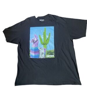 Fortnite Graphic Tee with Purple Llama and Green Cactus - Black 2XL